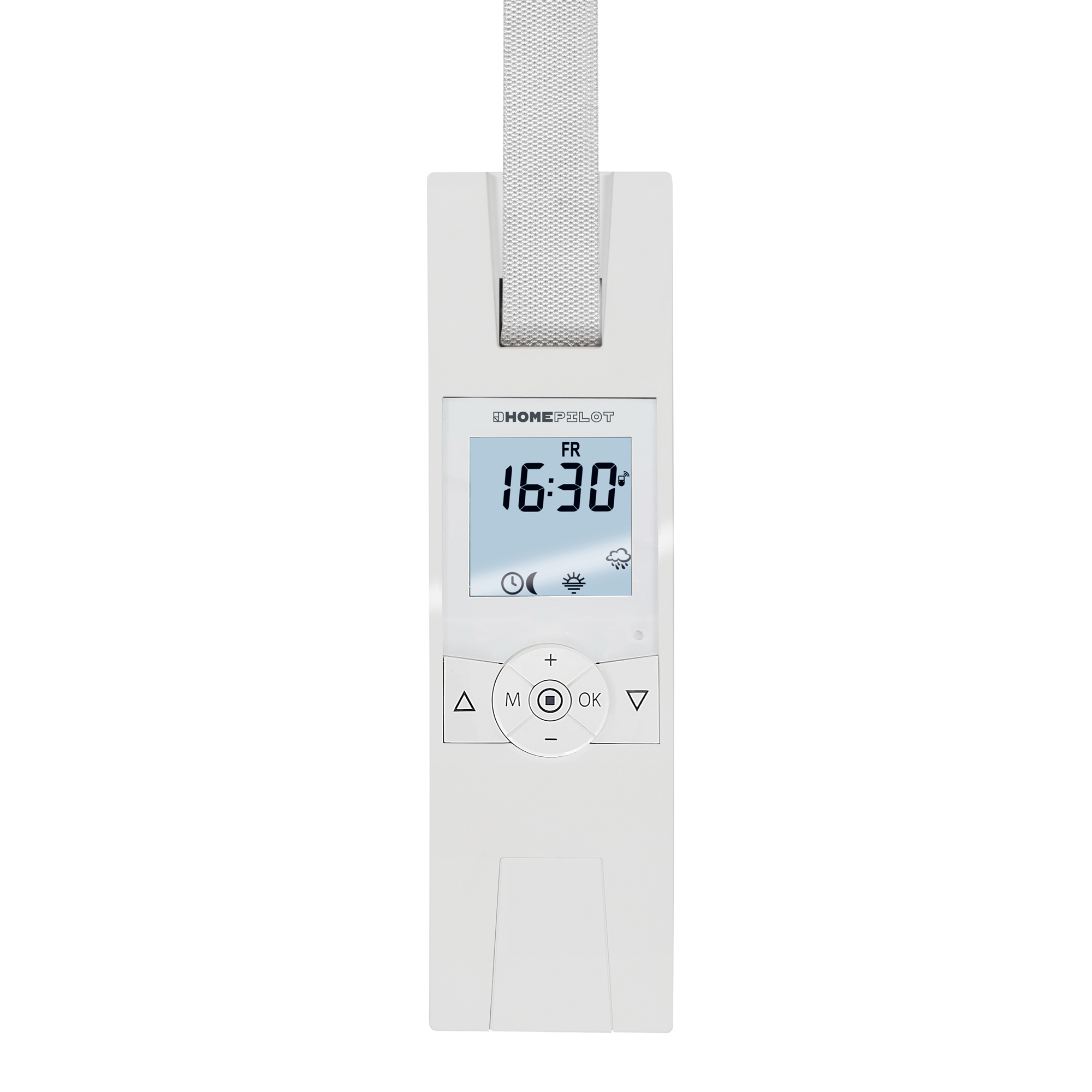 Elektronischer Gurtwickler mit Display und Bedienelementen für Rolllädensteuerung