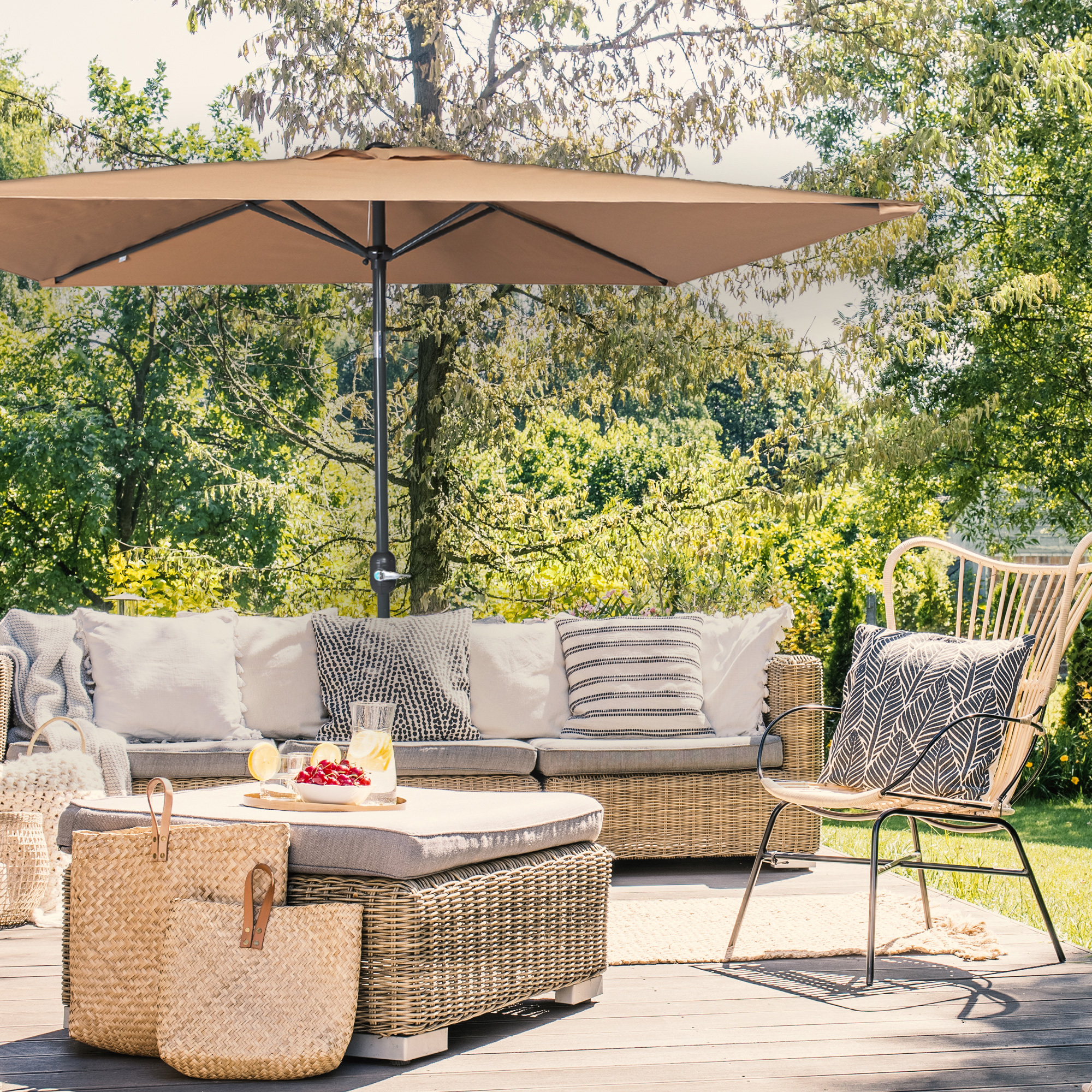 parajuna - Piccolo ombrellone pieghevole | 2,3 x 1,3 m, rettangolare, crema