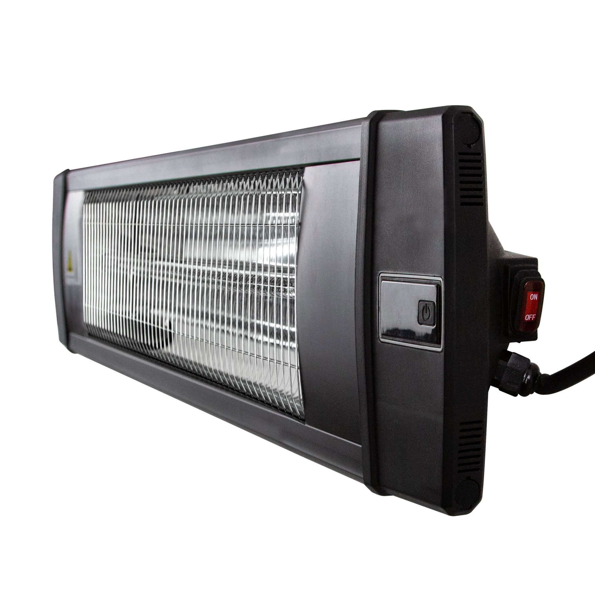 Karbon-Infrarotstrahler mit Schalter und Gitter, 2500 Watt, seitliche Ansicht