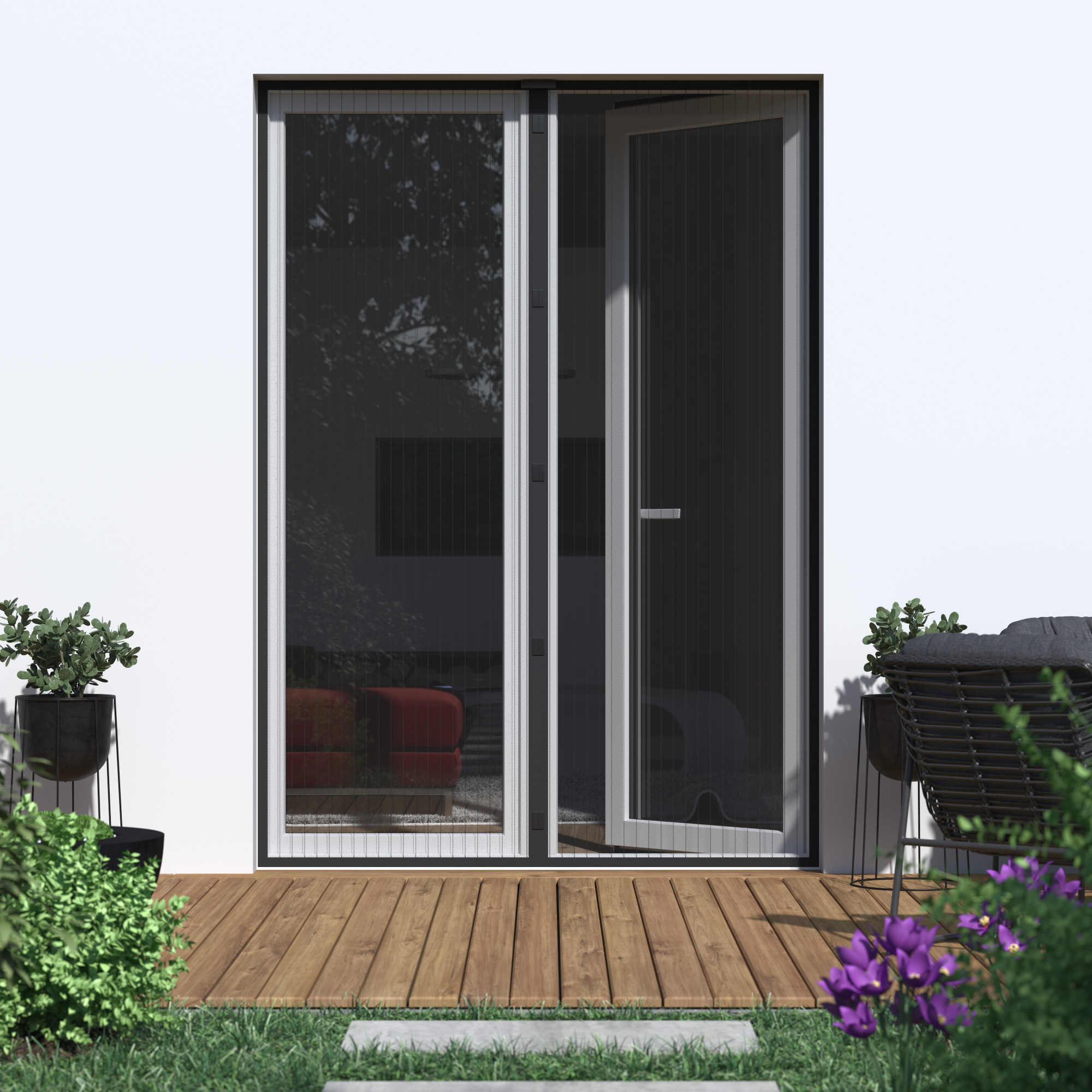 Zanzariera con chiusura magnetica per porte | 110 x 220 cm, nero