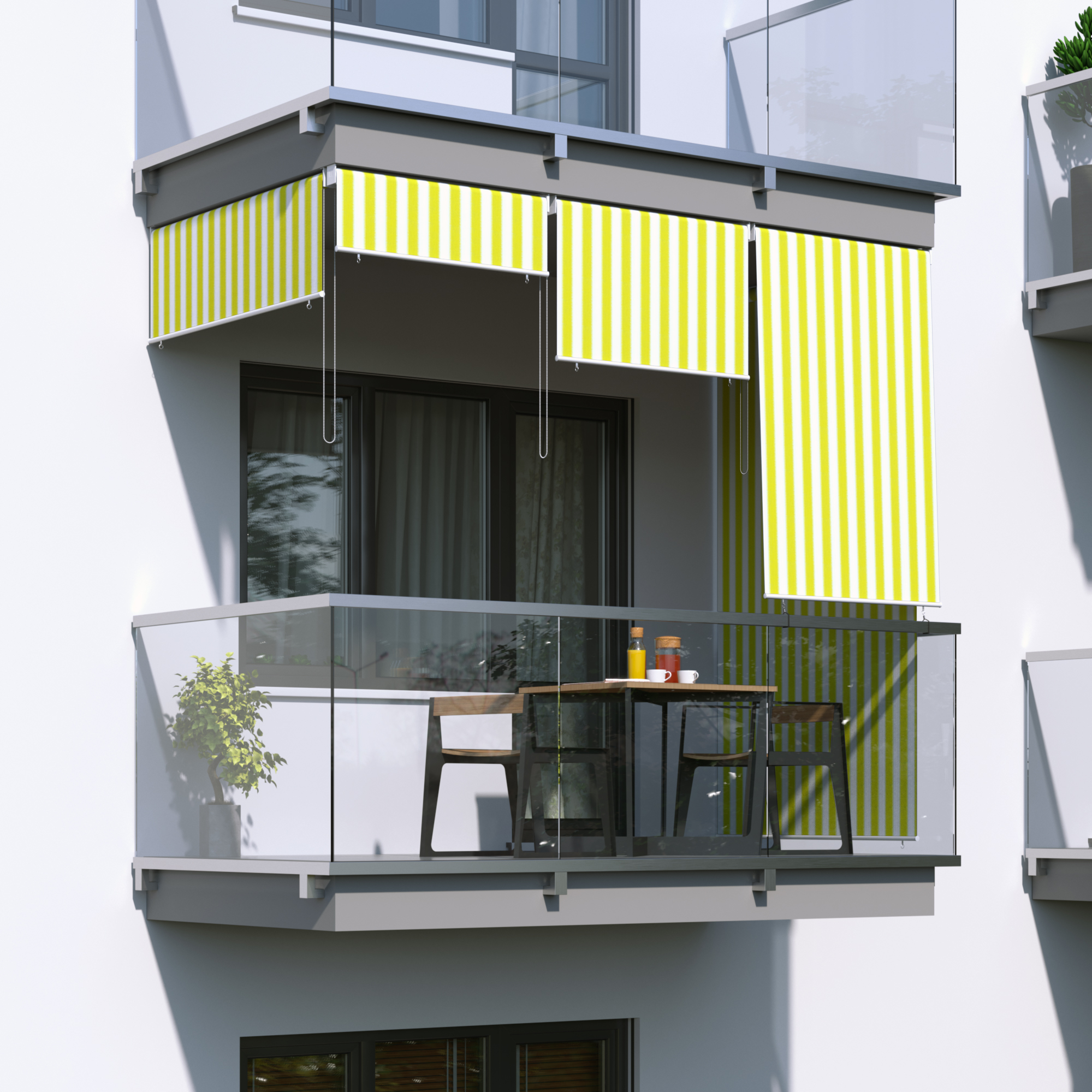 Tenda Verticale da Balcone | 140 x 140 cm, giallo-bianco