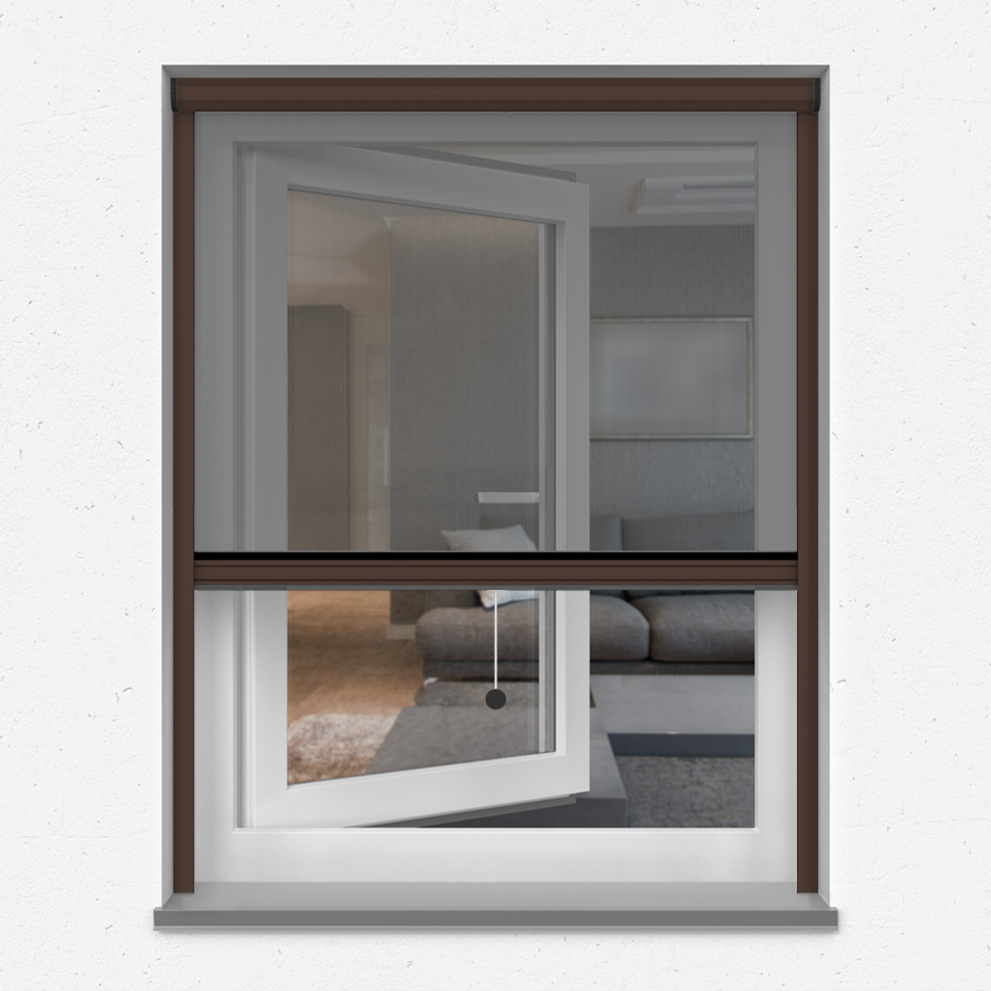Zanzariera a rullo verticale 4 in 1 Zanzara | Telaio in alluminio, 70 x 130 cm, marrone