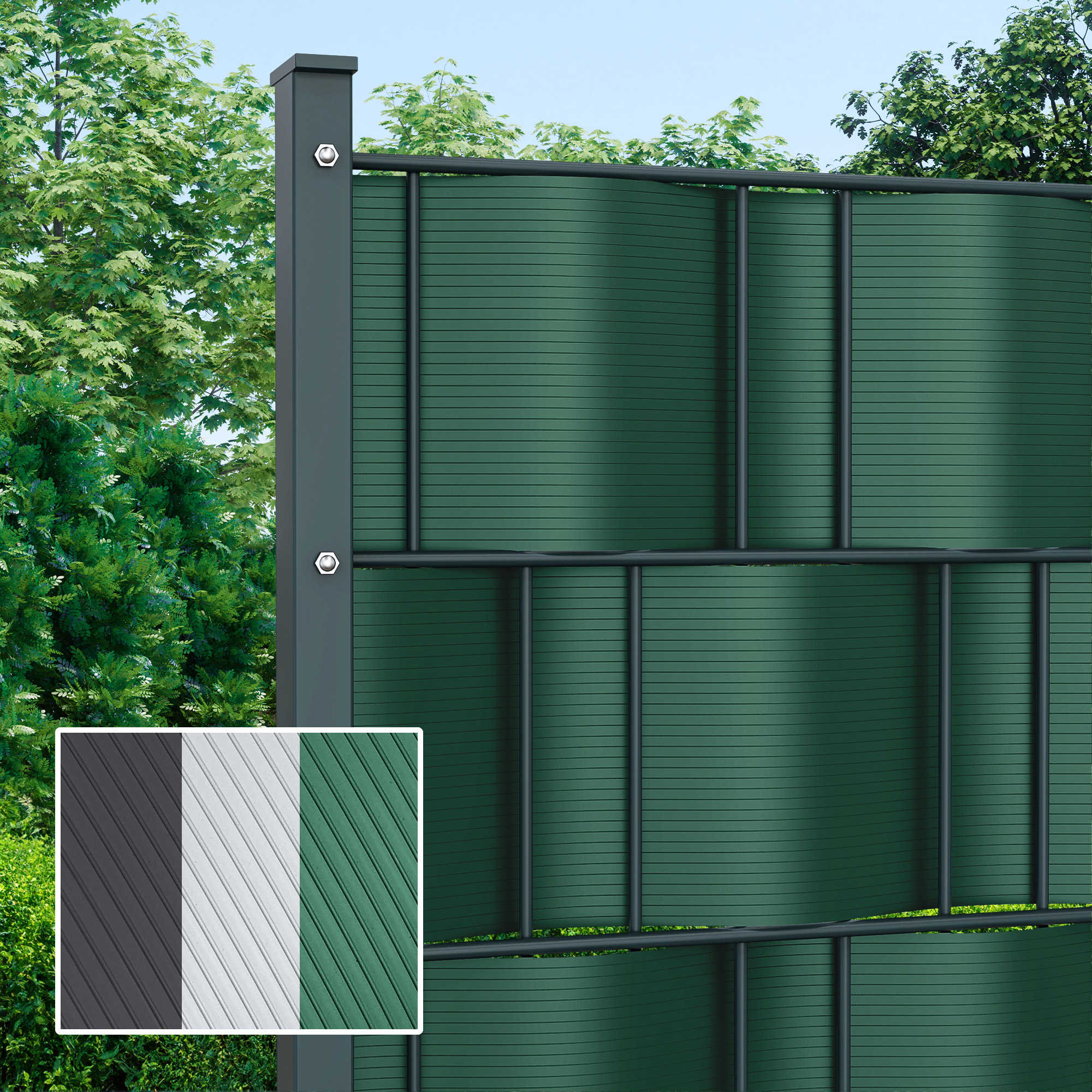 Rete frangivista in PVC rigido | 19 cm x 2,525 m, verde, 10 pezzi