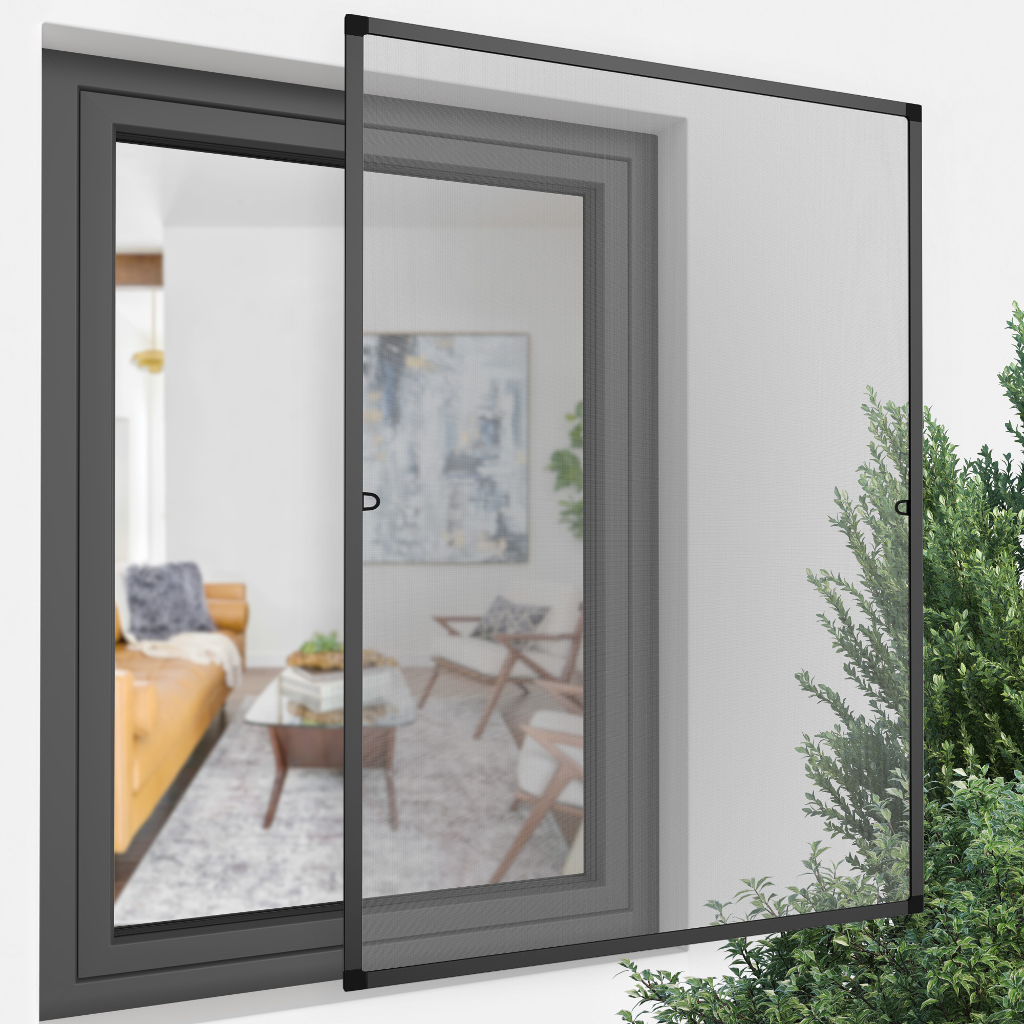 Zanzariera con telaio fisso ProfiLine per finestre | 60 x 150 cm, antracite