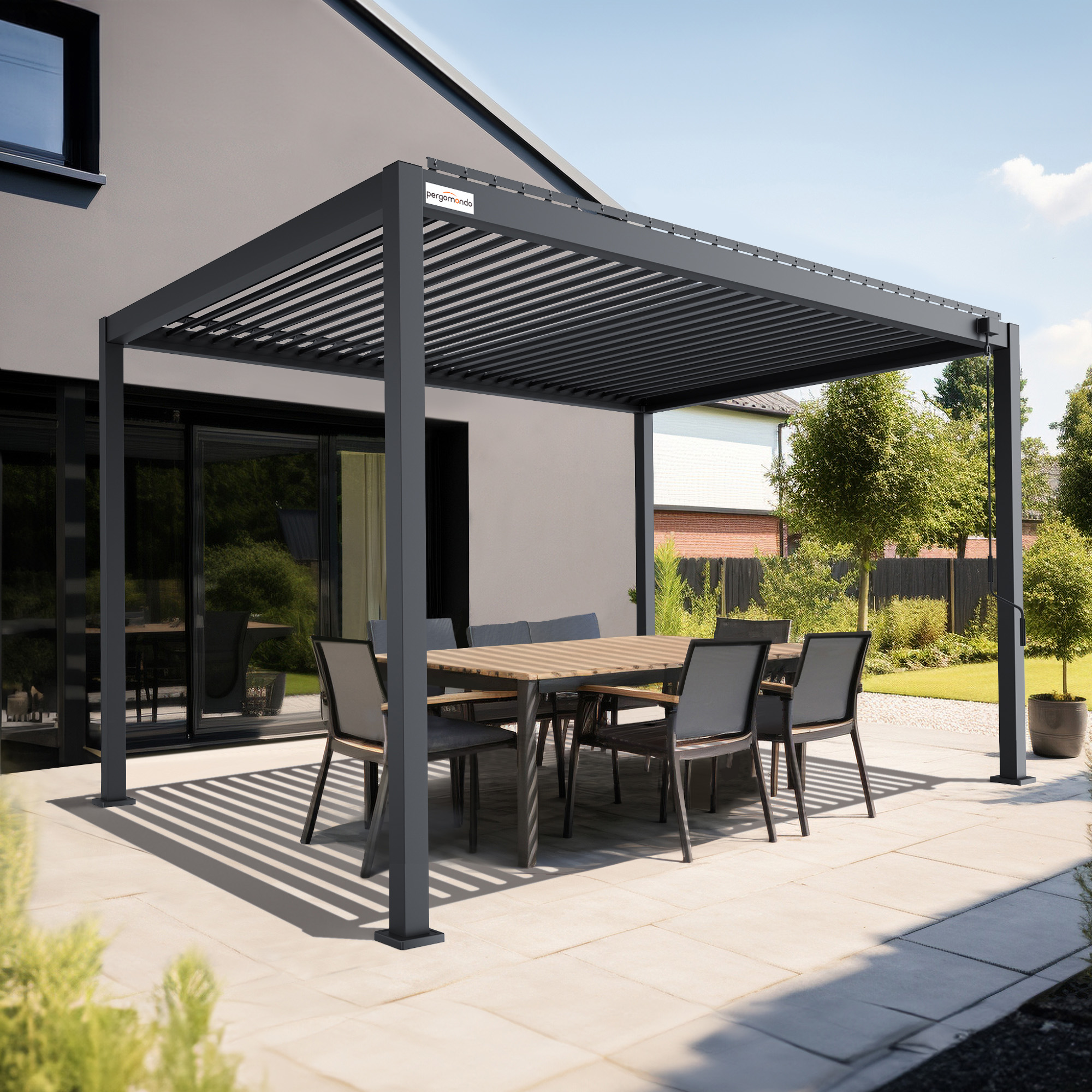 Pergola mit Lamellendach | 3 x 4 m, anthrazit 