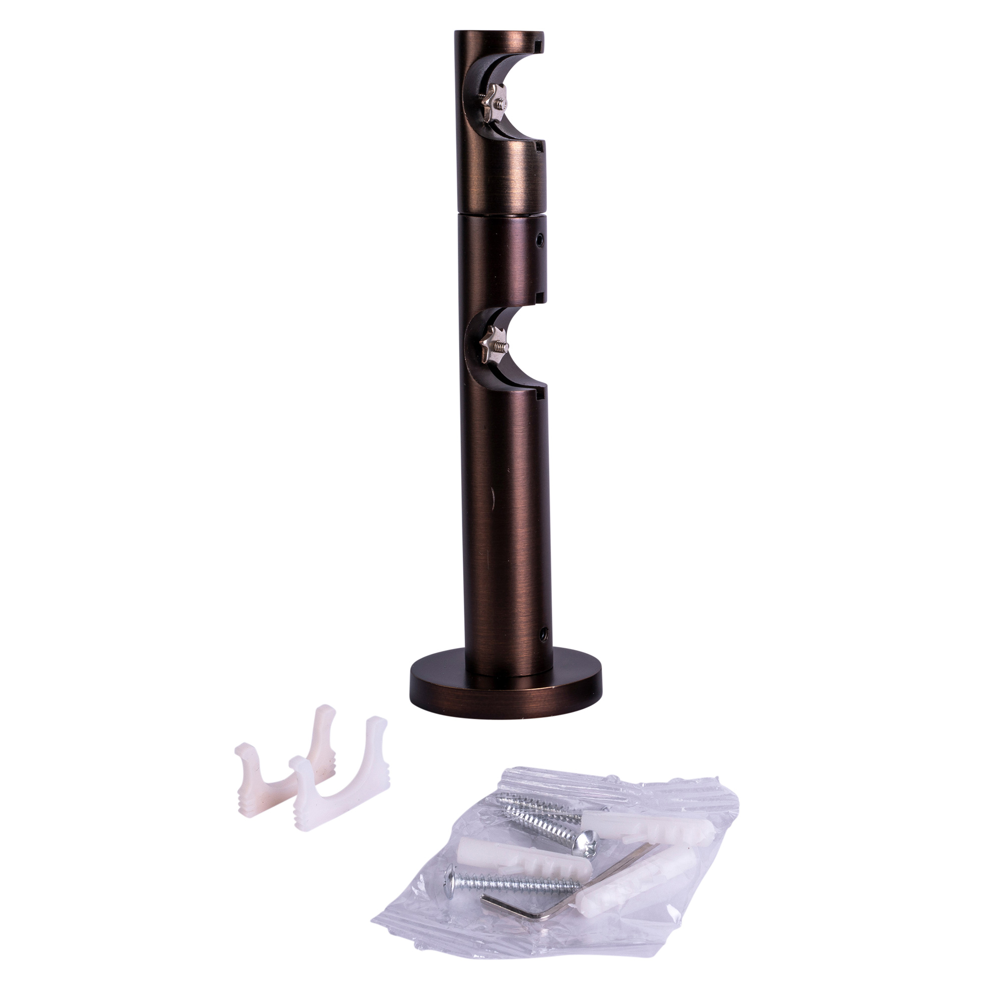 Supporto da parete per bastone per tenda Guida interiore | ⌀19 mm, rosso e bronzo spazzolato, 2 binari