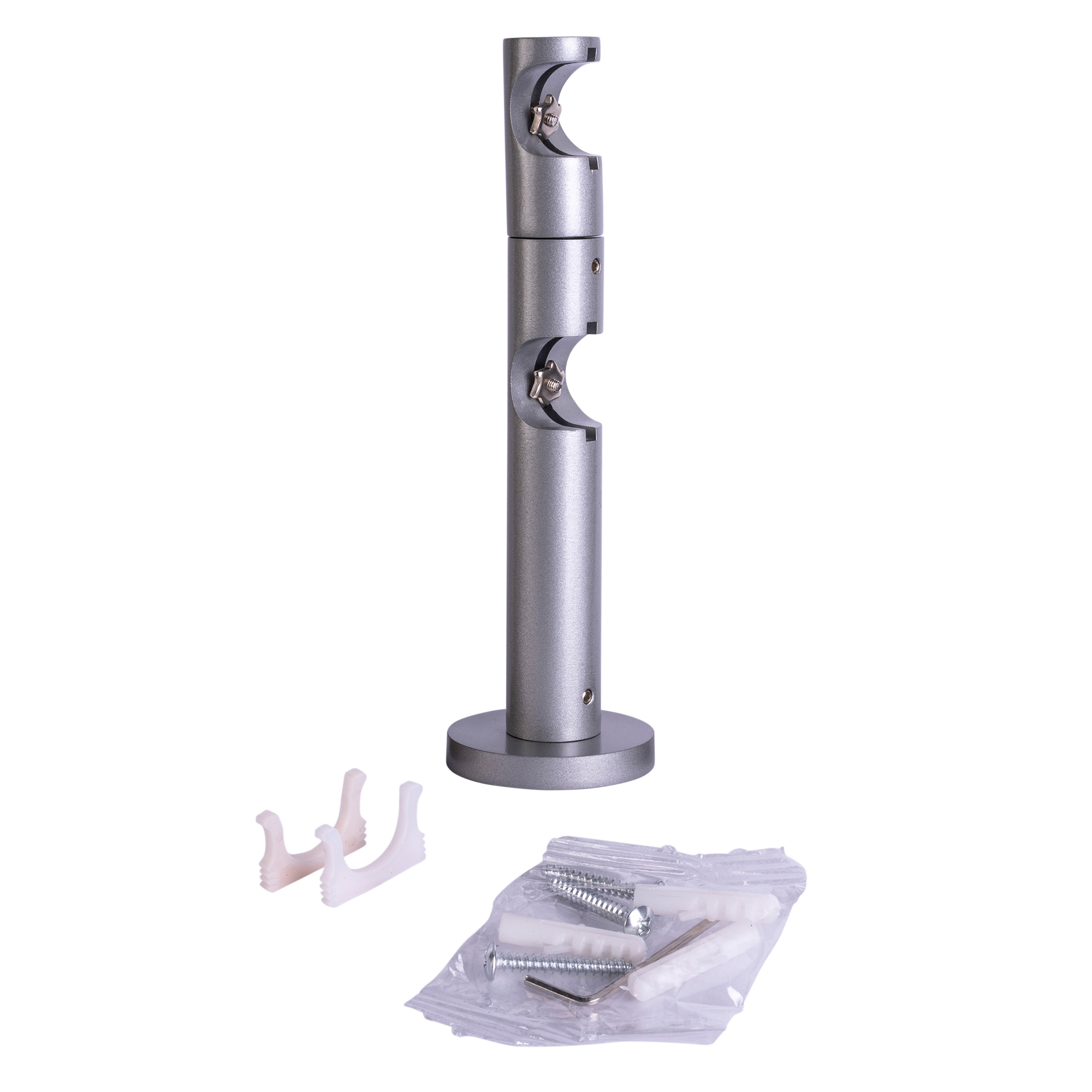Supporto da parete per bastone per tenda Guida interiore | ⌀19 mm, argentato, 2 binari