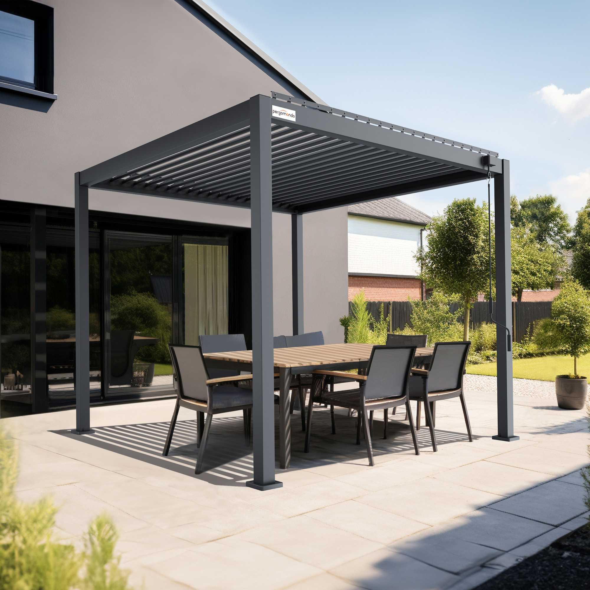 Pergola mit Lamellendach | 3 x 3 m, anthrazit 