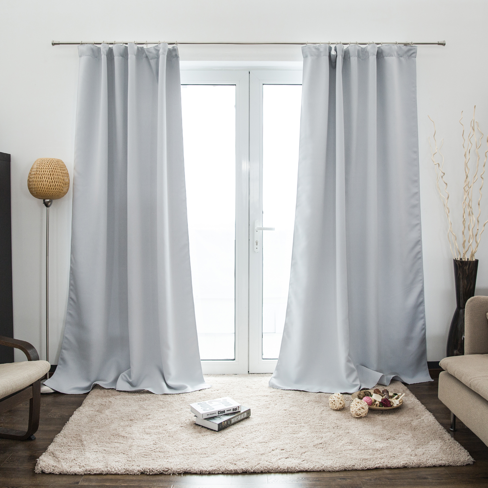Tenda arricciata AURORA | opaco, 140 x 245 cm, argentato e bianco
