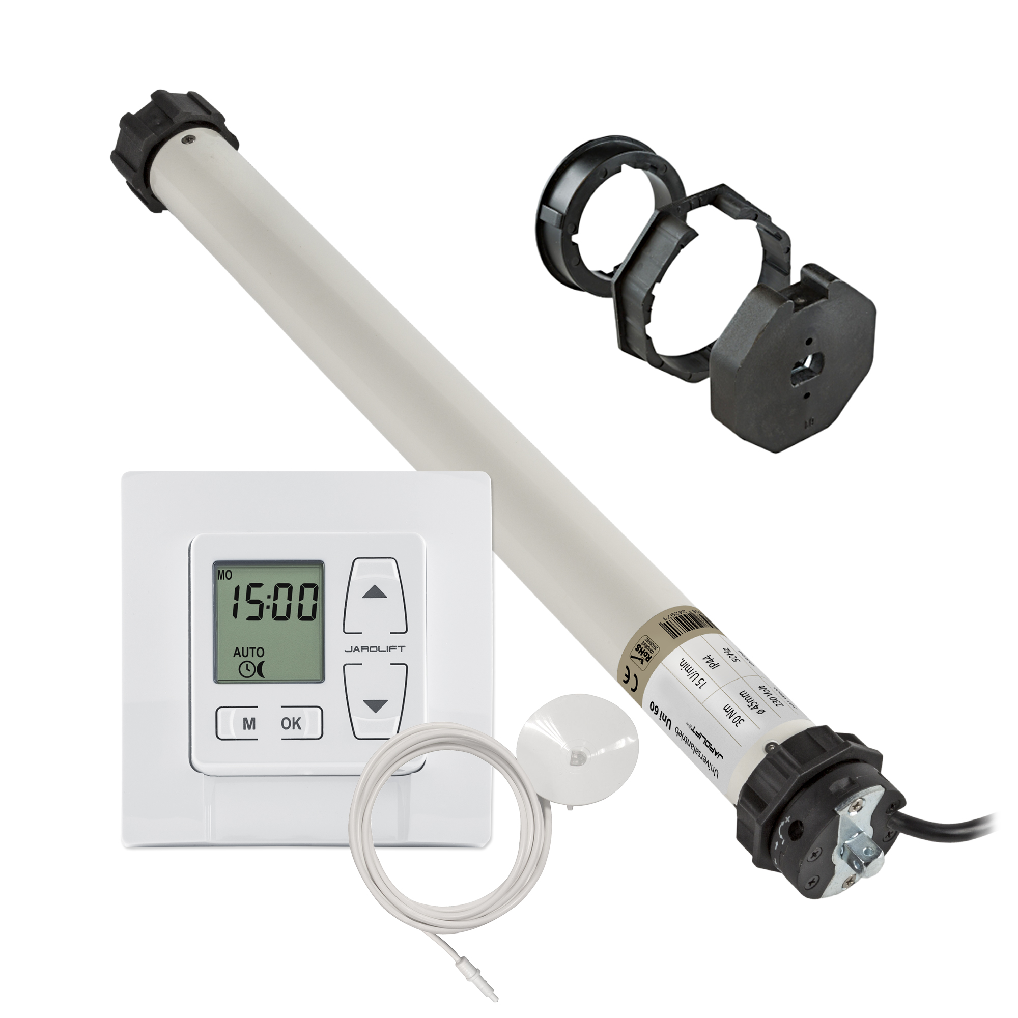 Motore per tapparella Universale | UNI60 (30 Nm / SW60) + Thor & Sensore + Adattatore SW70 SLAO70-45