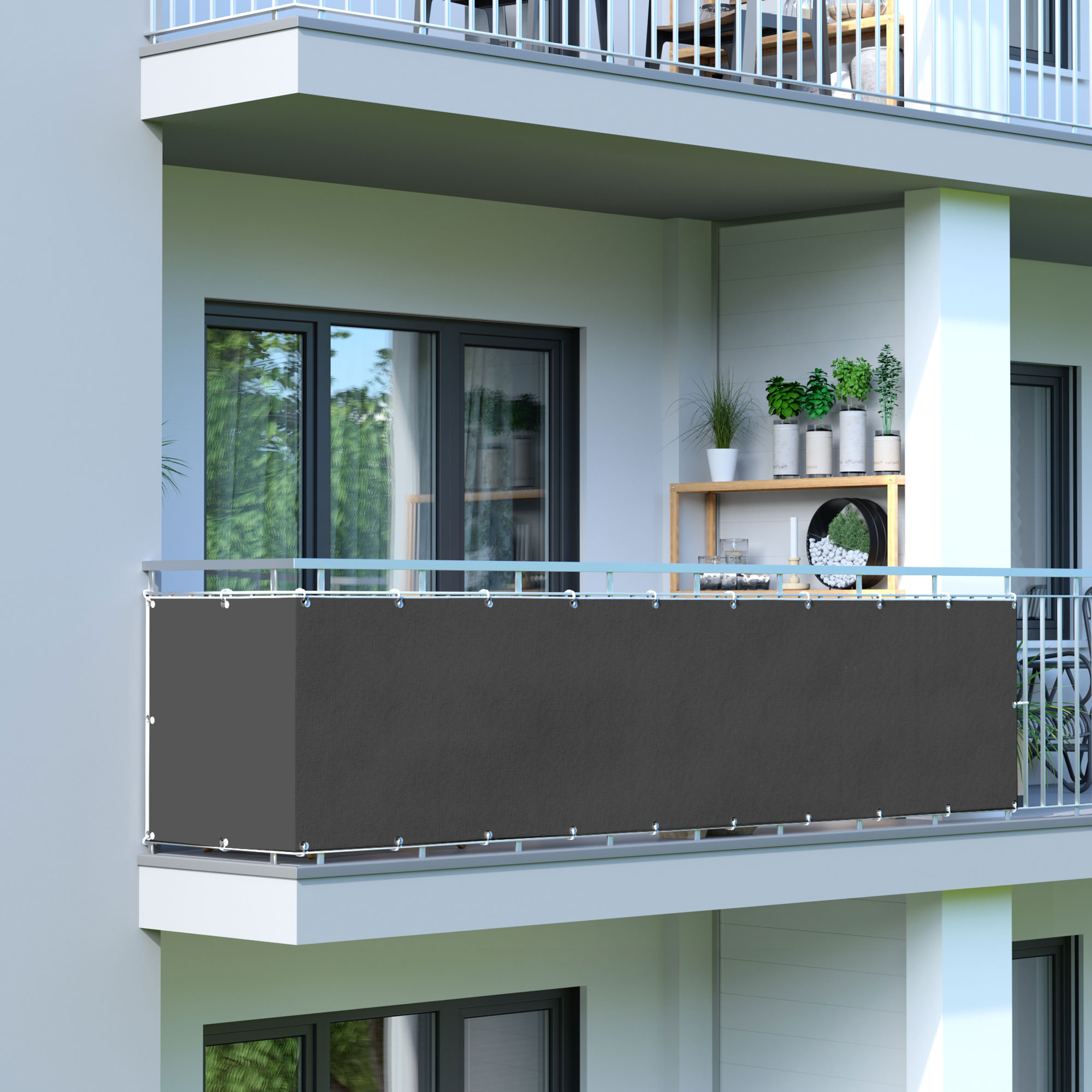 Rete frangivista per balcone - Poliestere / Impermeabile | 300 x 90 cm, antracite