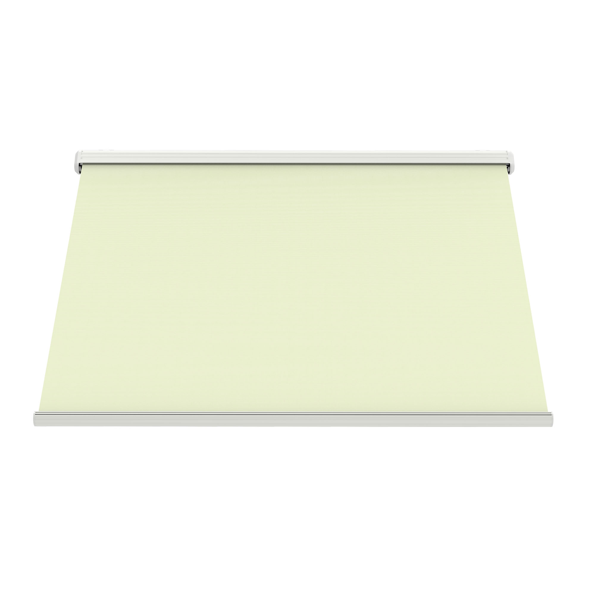 Kassettenmarkise Curve 2000 | 3,45 x 3 m / Gestell: weiß / Stoff: Uni, creme-weiß