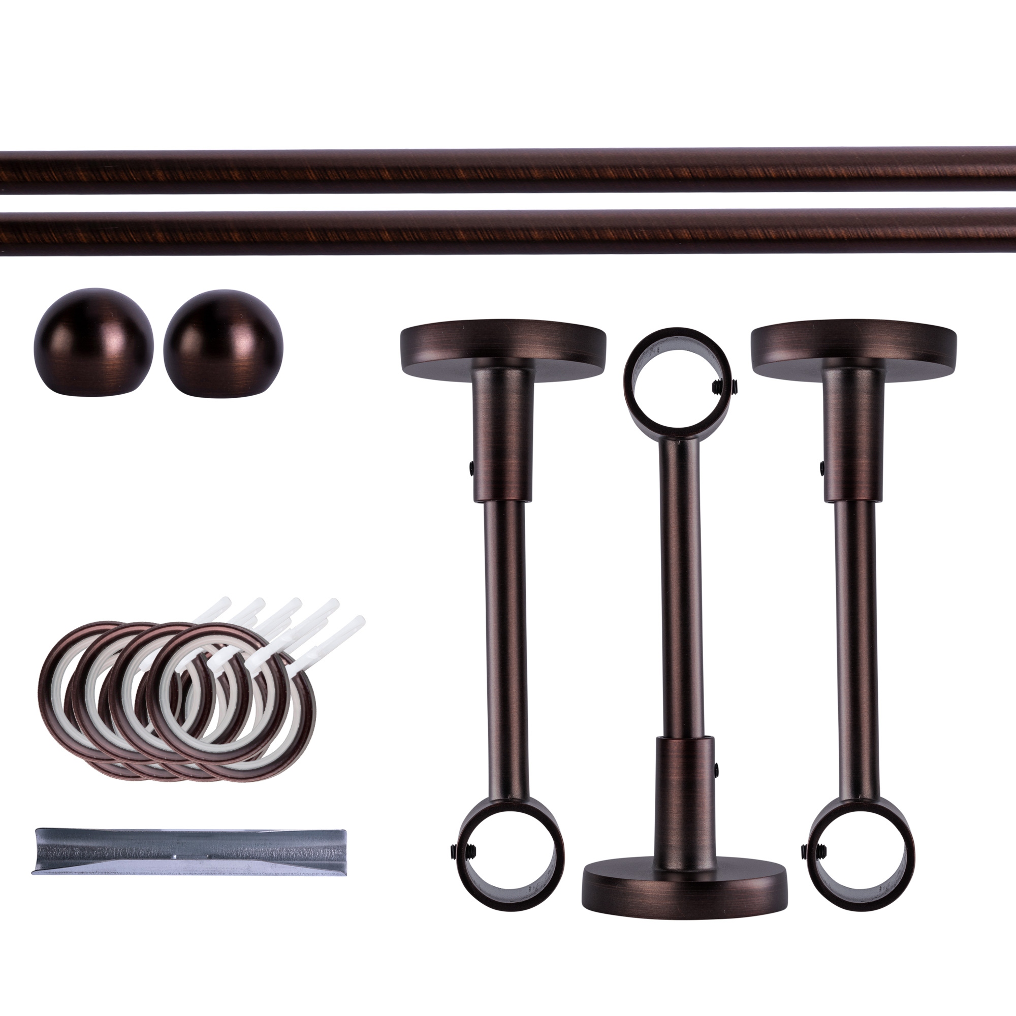 Gardinenstange Set mit Halterungen und Endstücken für Wandmontage