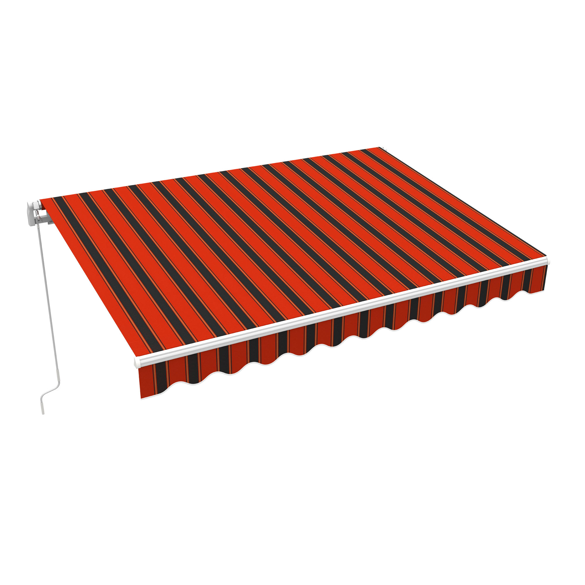 Gelenkarmmarkise Basic 2000 | 3 x 2,5 m / Gestell: weiß / Stoff: Multi, rot-schwarz