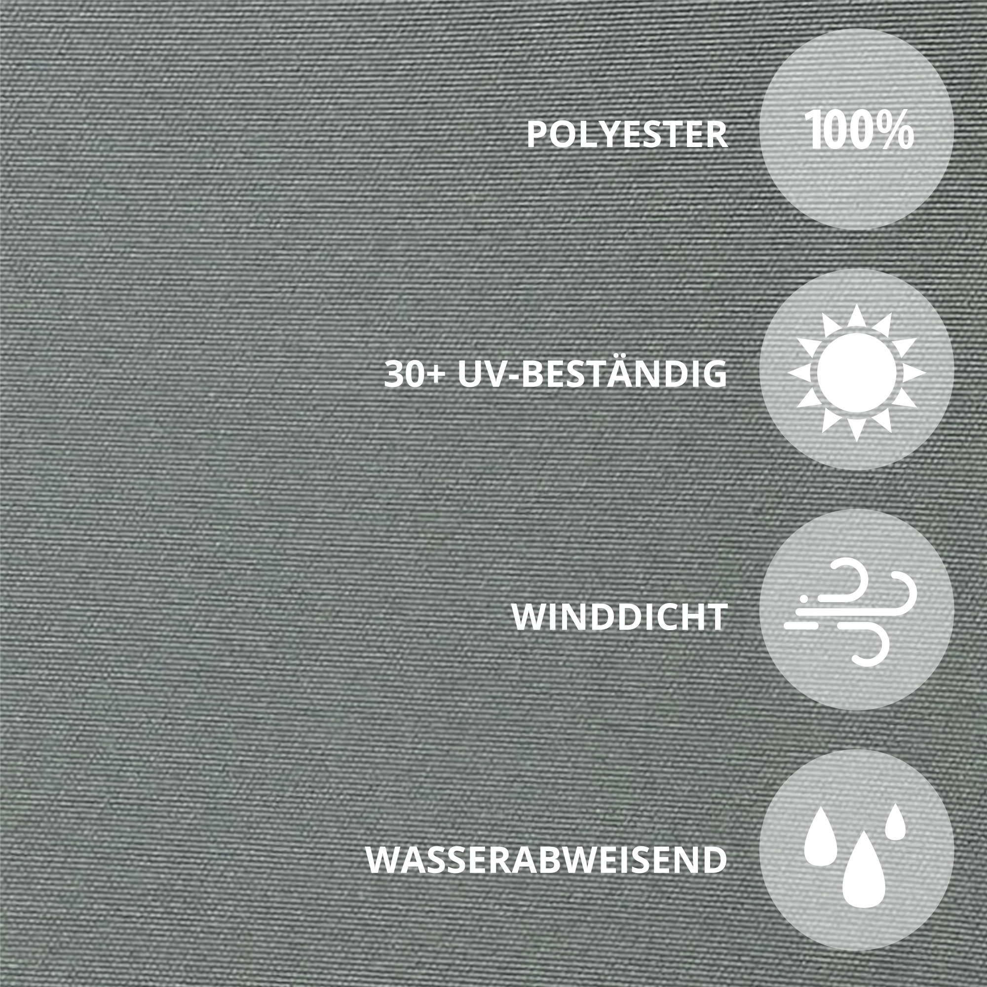 Seitenzugmarkise 2000 | 1,6 x 3 m | Gestell: anthrazit | Stoff: Uni, grau 