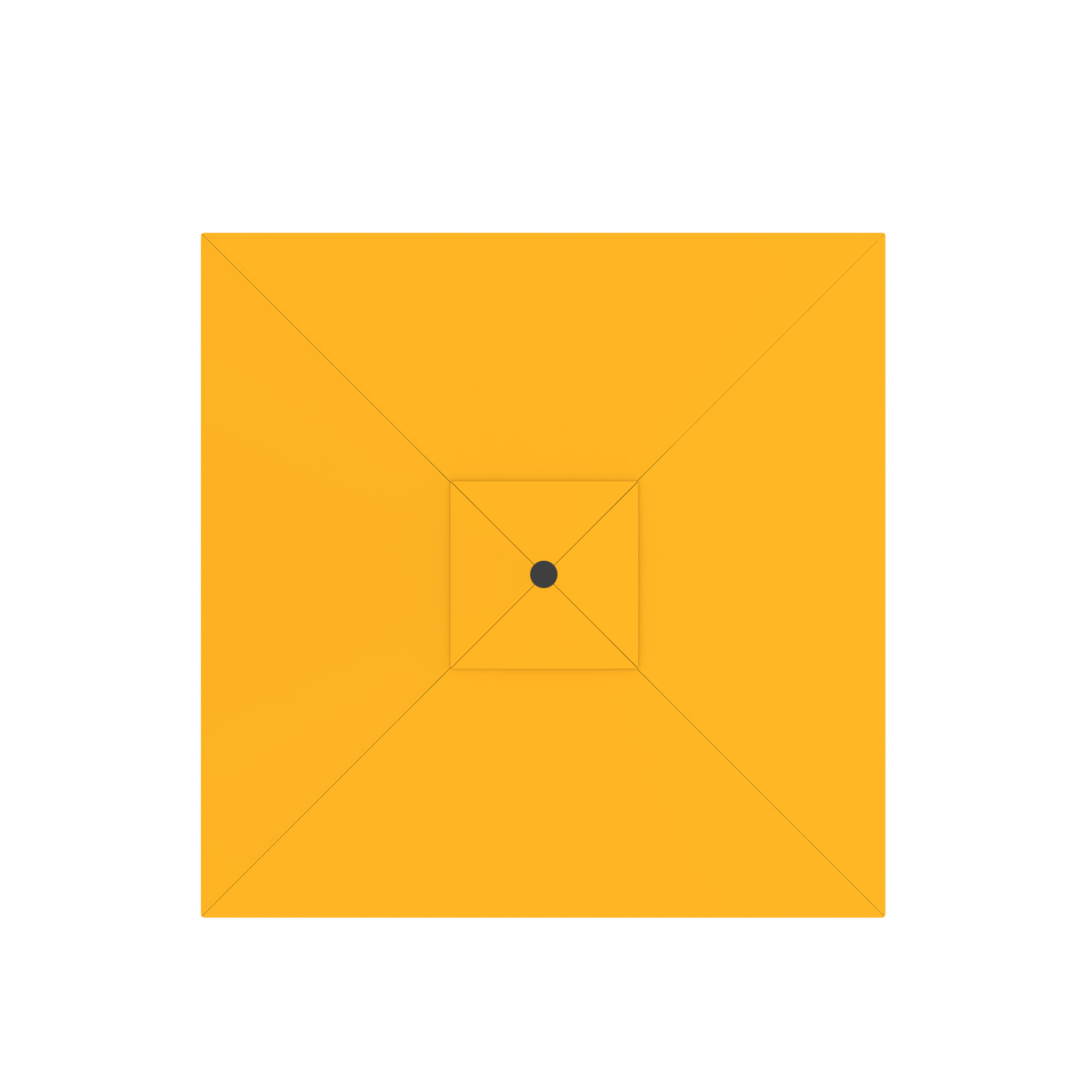 Quadratischer Sonnenschirm von oben, symmetrisches Design mit zentralem Punkt