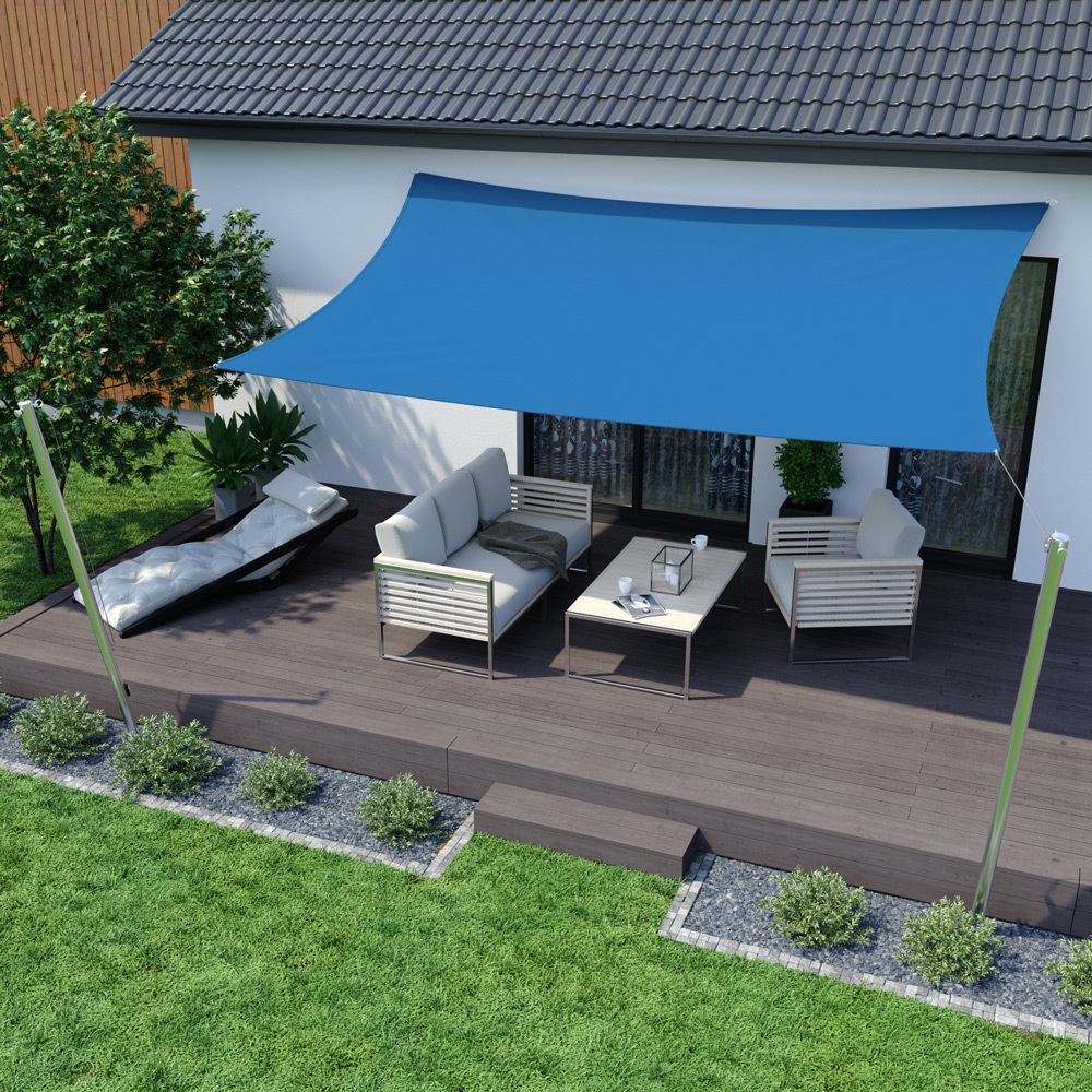 Sonnensegel - Polyester / wasserabweisend | 4,0 x 3,0 m, rechteckig, azurblau