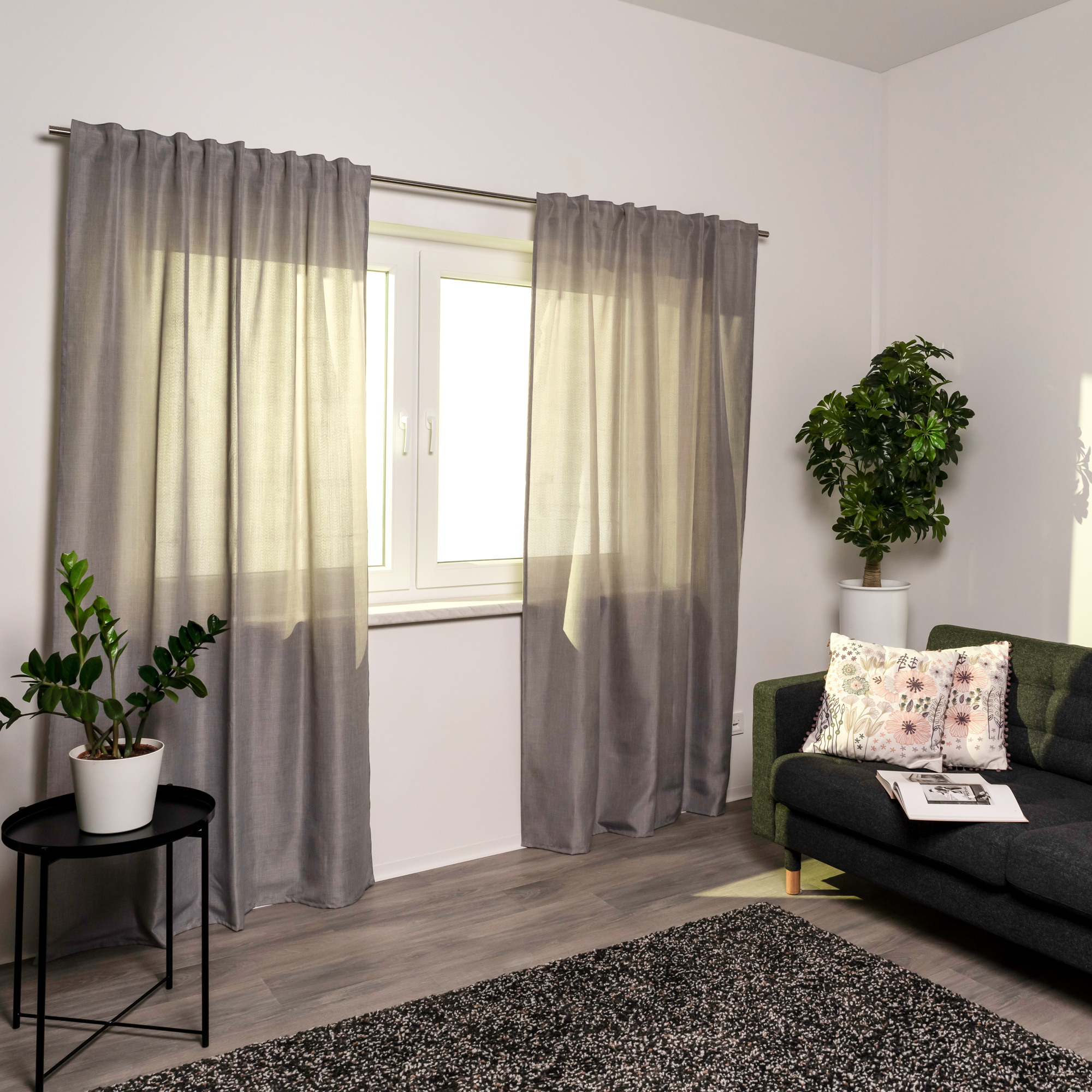 Tenda con nastro multifunzione ed effetto lino | opaco, 135 x 225 cm, grigio