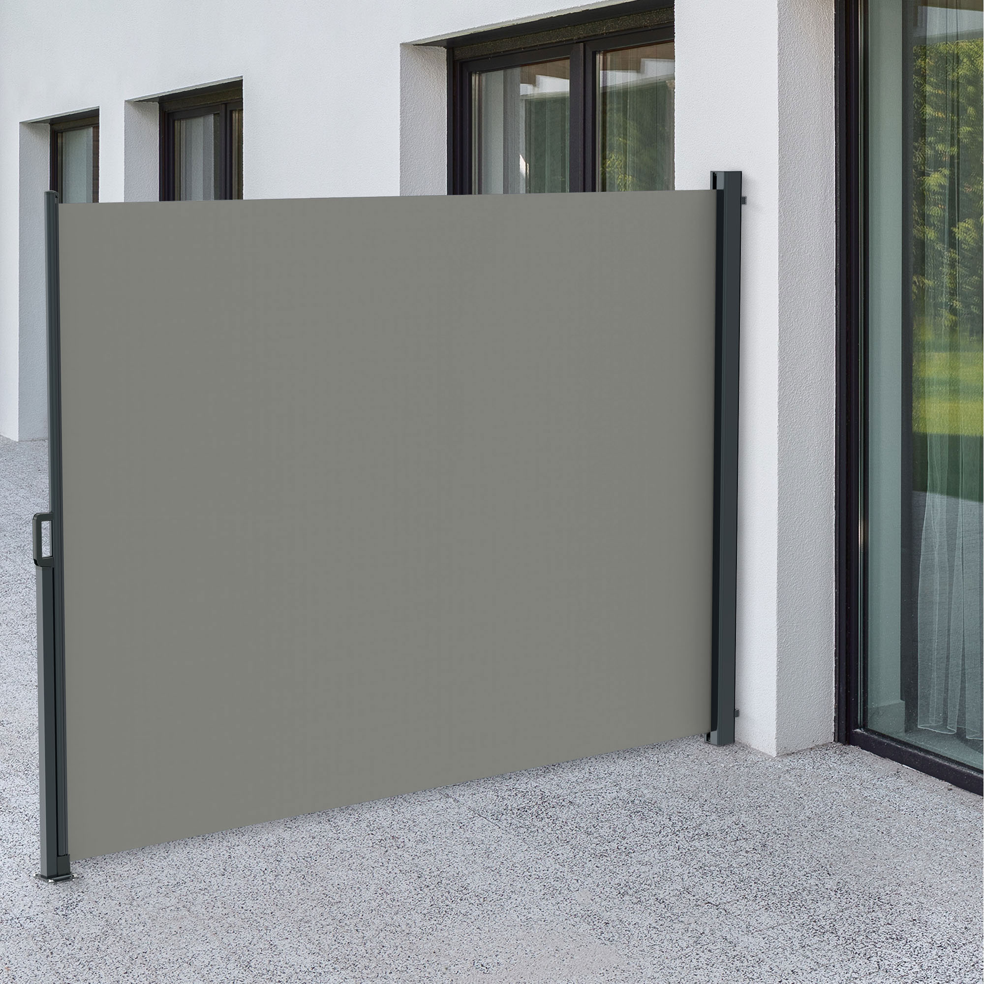Tenda laterale 2000 | 1,6 x 3 m | Struttura: antracite | Tessuto: tinta unita, grigio