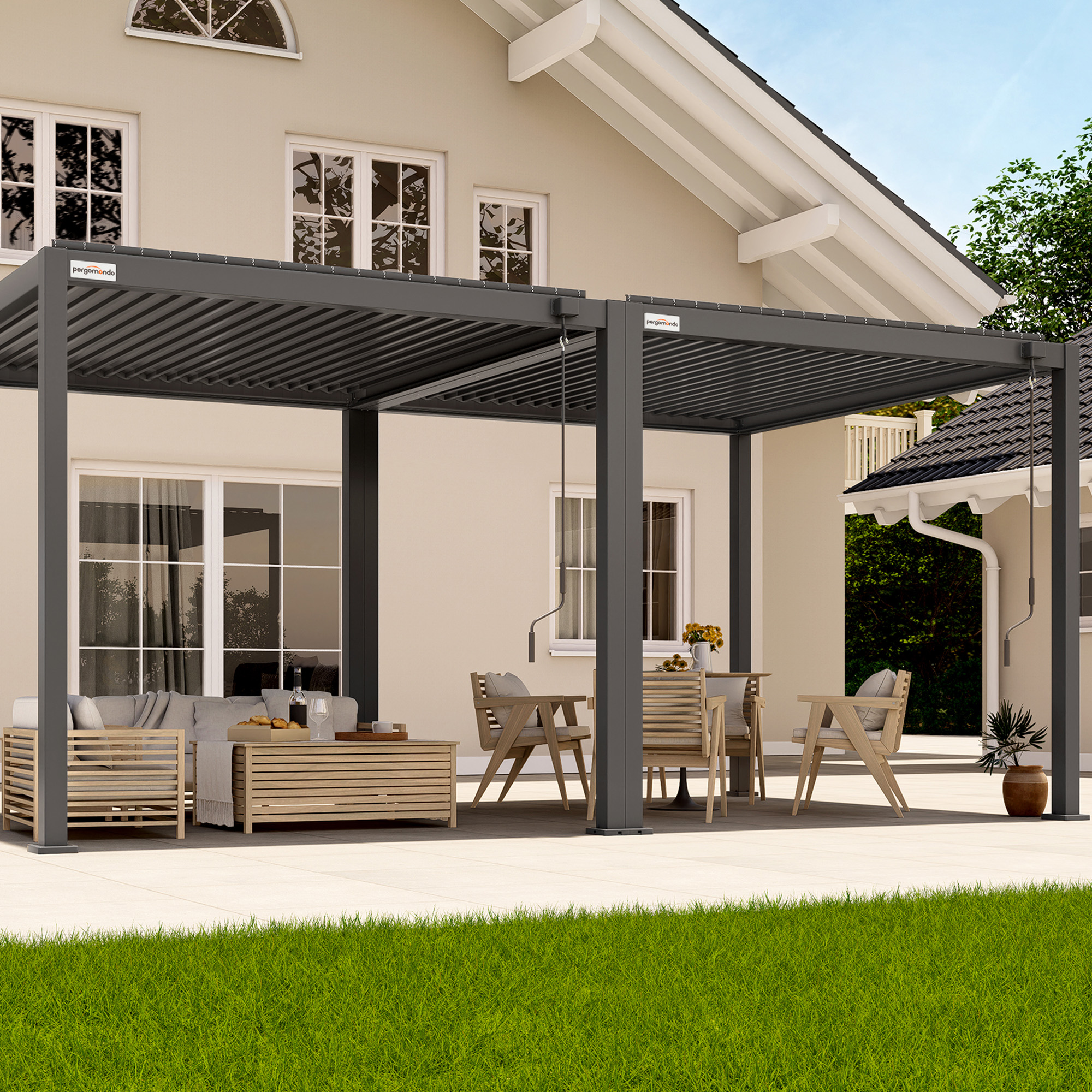 Pergola mit Lamellendach | 3 x 6 m, anthrazit 