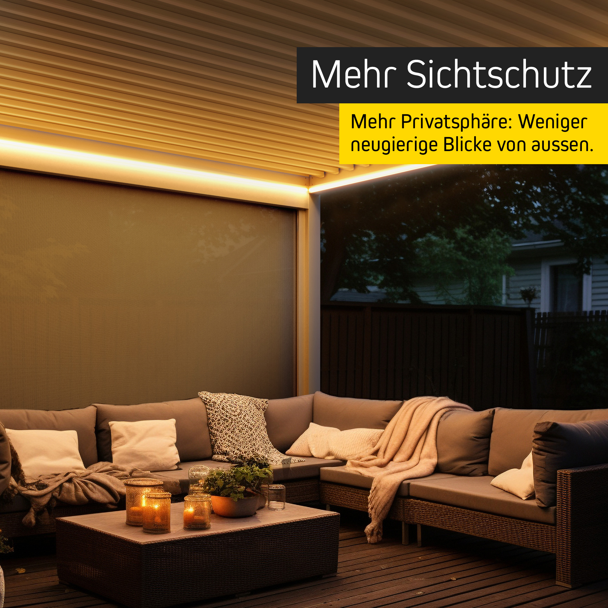 Screen-Rollo für Pergola mit Lamellendach | 3 m, anthrazit 