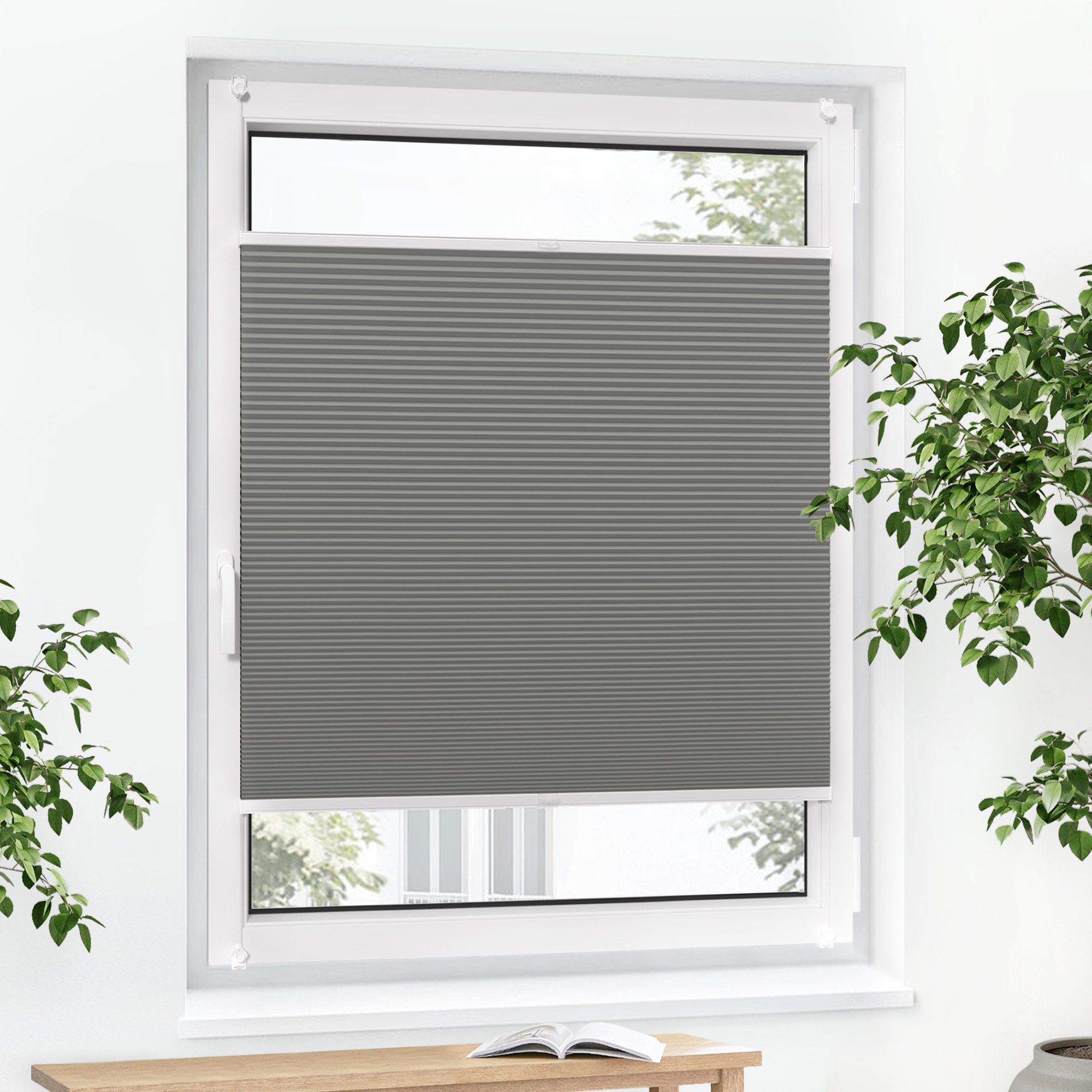 Tenda plissettata a nido d'ape Pure | Opaco, 45 x 120 cm, grigio