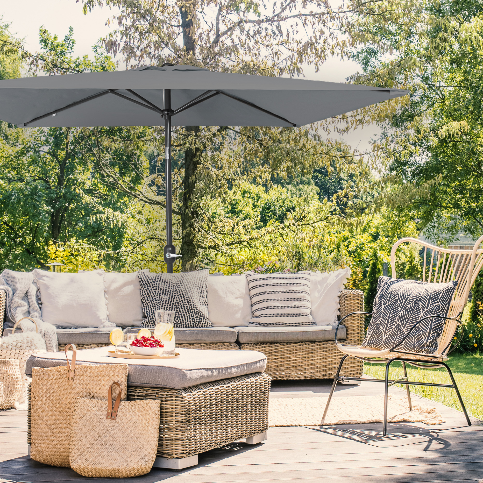 parajuna - Piccolo ombrellone pieghevole | 2,3 x 1,3 m, rettangolare, grigio