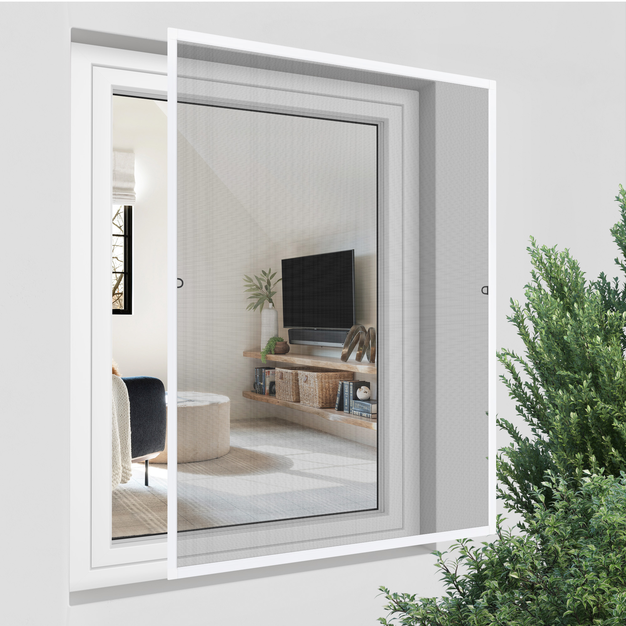 Insektenschutz-Spannrahmen SlimLine für Fenster | 80 x 150 cm, weiß 