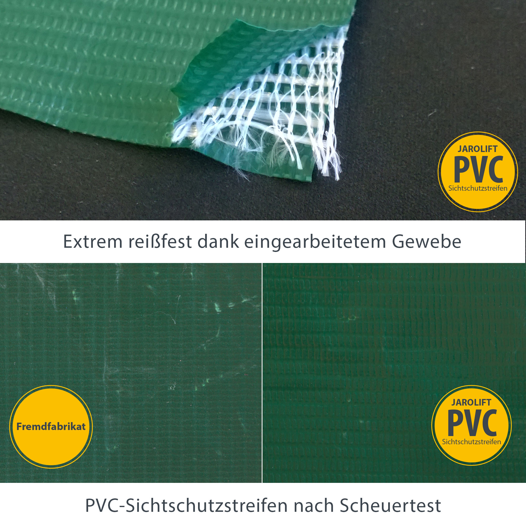 PVC Sichtschutzstreifen mit eingearbeitetem Gewebe für erhöhte Reißfestigkeit