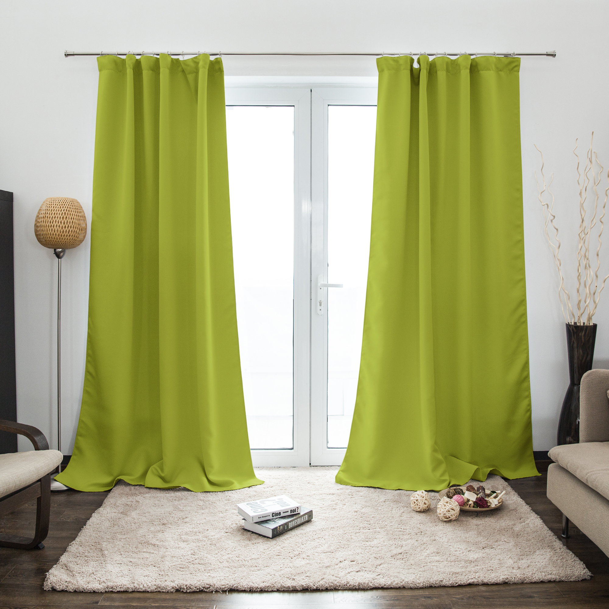 Tenda arricciata AURORA | opaco, 140 x 245 cm, verde chiaro, 2 pezzi
