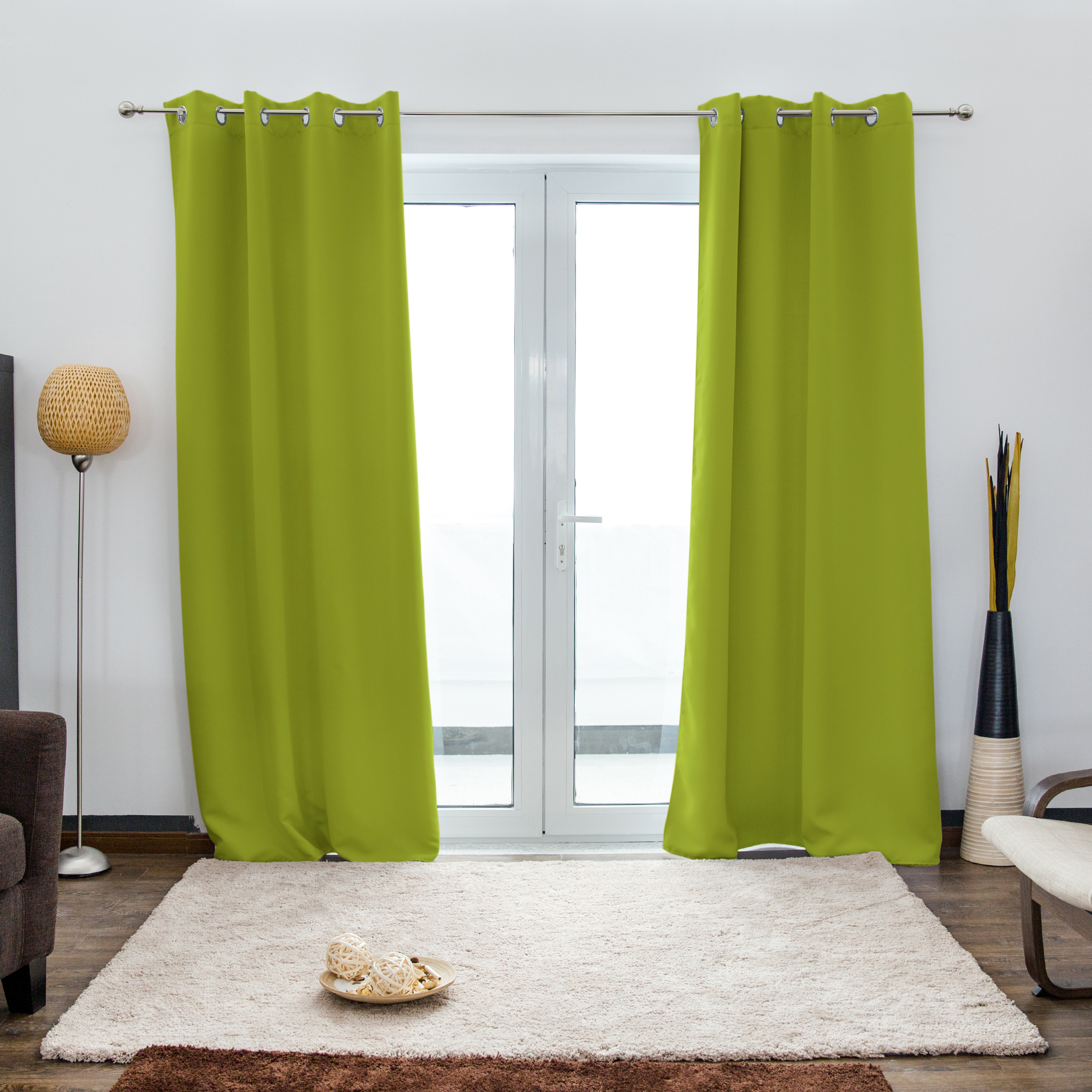 Tenda con occhielli AURORA | opaco, 140 x 245 cm, verde chiaro, 2 pezzi