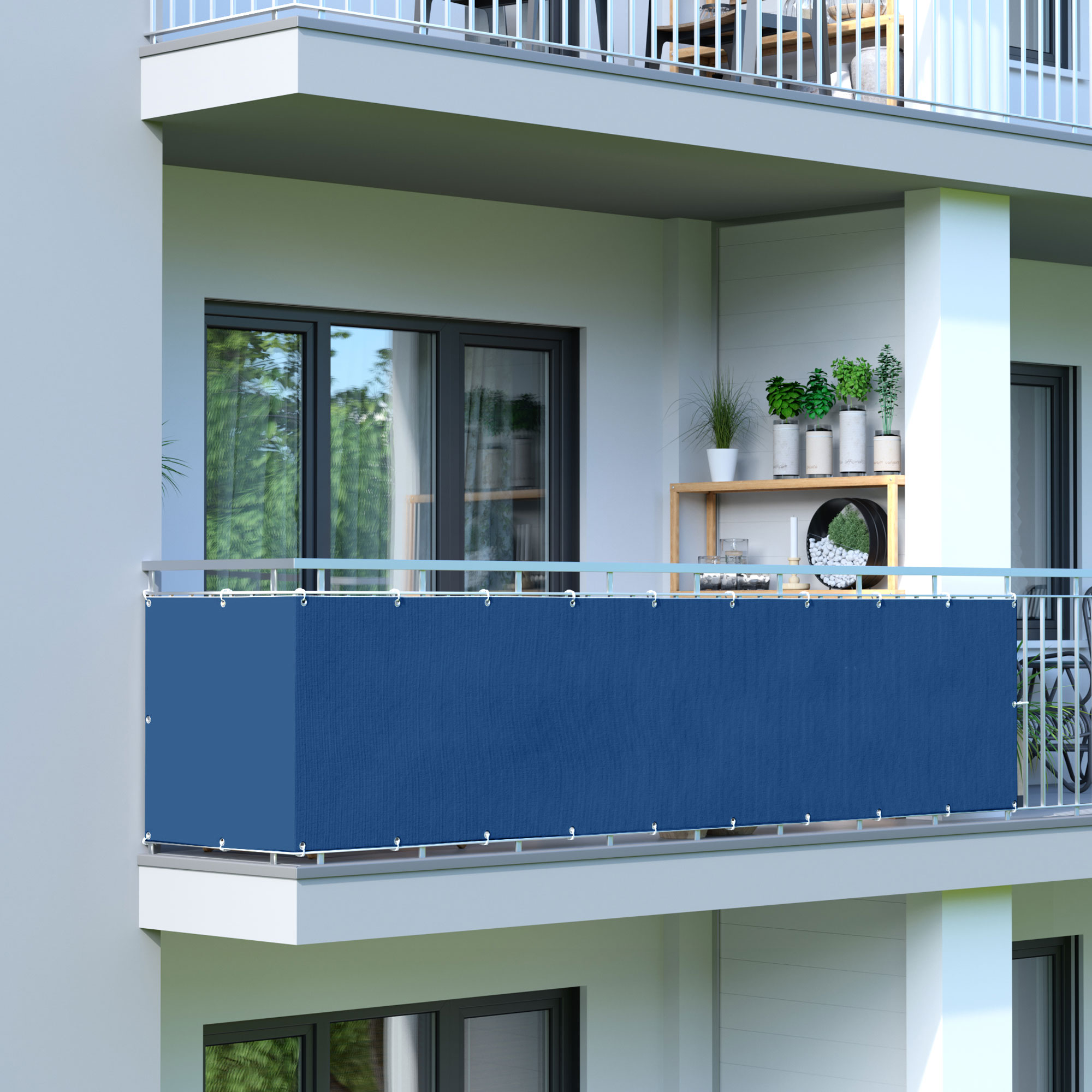 Rete frangivista per balcone - Poliestere / Impermeabile | 600 x 90 cm, blu celeste